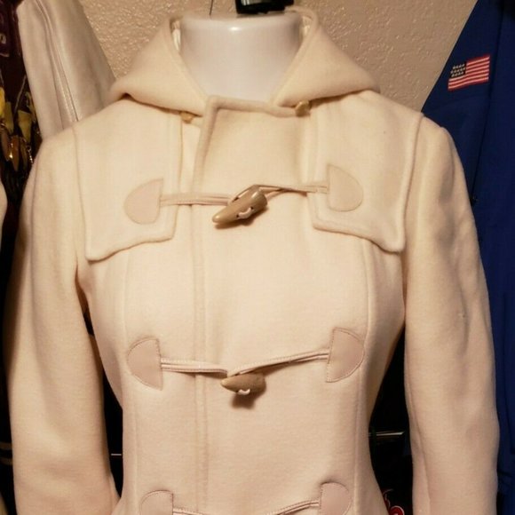 Ralph Lauren Hooded Sweater Coat Bone Suede Toggle